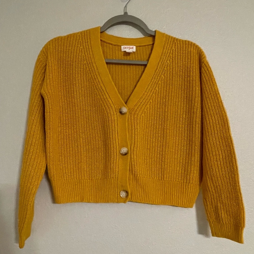 Cat & Jack Mustard Cardigan Sweater Size 10/12